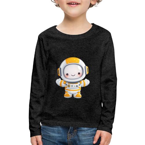 Cute Cartoon Baby Astronaut in White and Yellow - Kids' Premium Long Sleeve T-Shirt