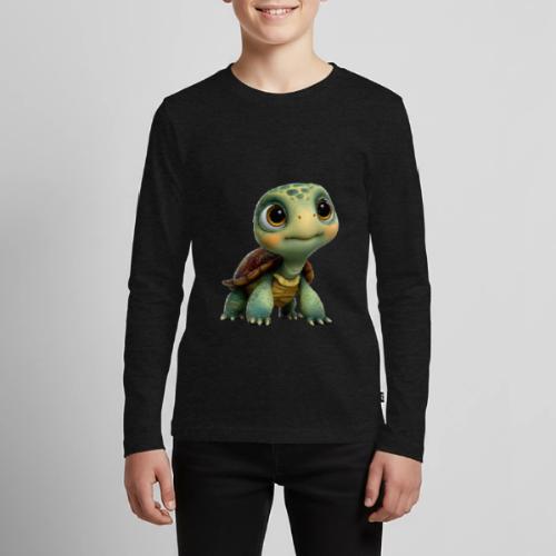Adorable Cartoon Baby Turtle with Big Eyes - Kids' Premium Long Sleeve T-Shirt