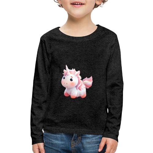 Sweet Cartoon Pink Unicorn - Kids' Premium Long Sleeve T-Shirt
