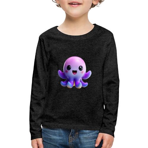 Joyful Cartoon Purple Baby Octopus with Big Smile - Kids' Premium Long Sleeve T-Shirt