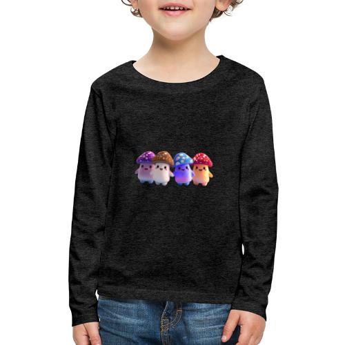 Colorful Cartoon Mushroom Quartet - Kids' Premium Long Sleeve T-Shirt
