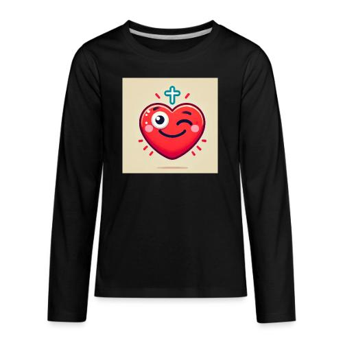 DALLE 2025 09 13 15 56 10 A winking heart sh - Kids' Premium Long Sleeve T-Shirt
