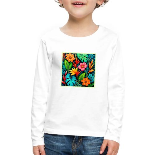Vibrant Tropical Jungle Bloom Art - Kids' Premium Long Sleeve T-Shirt