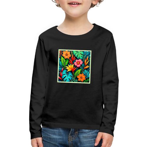 Vibrant Tropical Jungle Bloom Art - Kids' Premium Long Sleeve T-Shirt