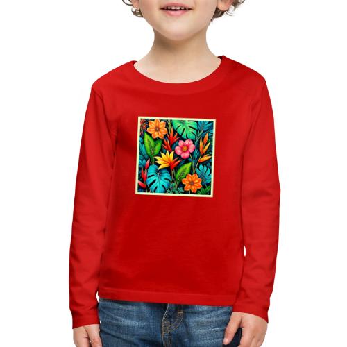 Vibrant Tropical Jungle Bloom Art - Kids' Premium Long Sleeve T-Shirt