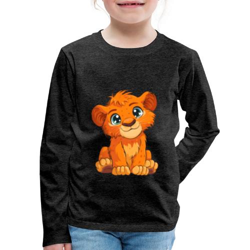 Sweet Cartoon Lion Cub with Big Innocent Eyes - Kids' Premium Long Sleeve T-Shirt