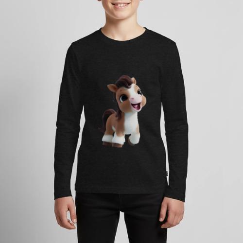 Sweet Cartoon Baby Pony in Brown and White - Kids' Premium Long Sleeve T-Shirt