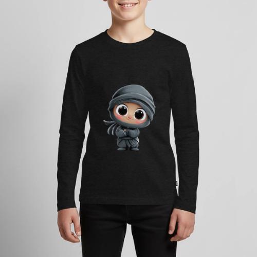 Cute Cartoon Baby Ninja Standing with Big Smile - Kids' Premium Long Sleeve T-Shirt