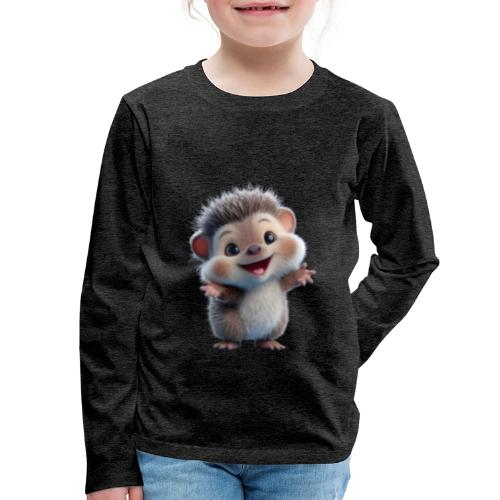 Playful Cartoon Hedgehog with Joyful Pose - Kids' Premium Long Sleeve T-Shirt