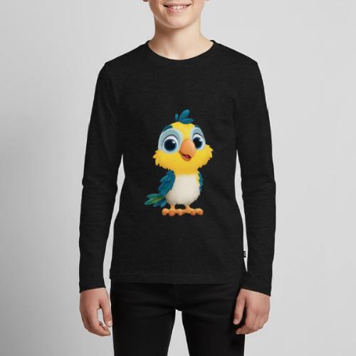 Playful Cartoon Parrot with Big Happy Eyes - Kids' Premium Long Sleeve T-Shirt