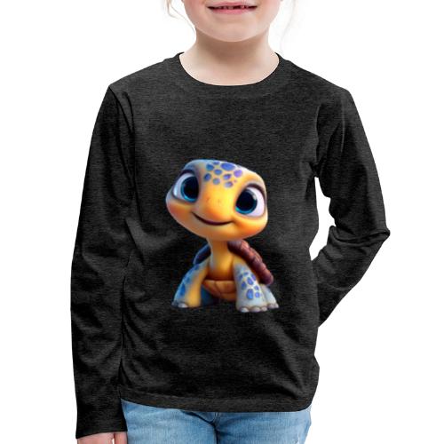 Joyful 3D Baby Turtle with Big Eyes - Kids' Premium Long Sleeve T-Shirt