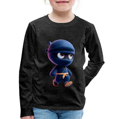 Playful Cartoon Baby Ninja Walking Happily - Kids' Premium Long Sleeve T-Shirt