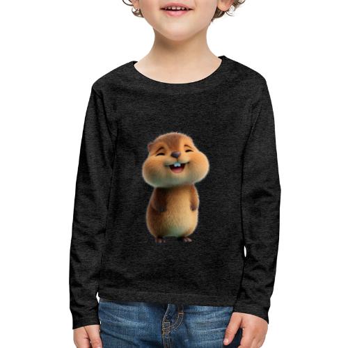 Joyful Cartoon Baby Beaver - Kids' Premium Long Sleeve T-Shirt