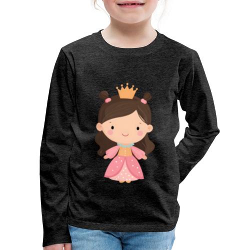 Cute Cartoon Little Princess Standing and Smiling - Kids' Premium Long Sleeve T-Shirt