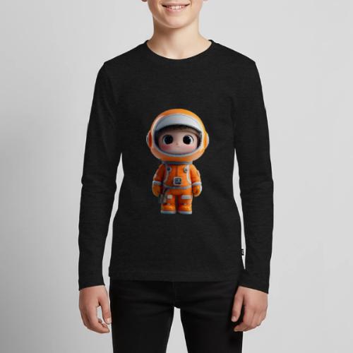 Cute Cartoon Astronaut in Orange Suit - Kids' Premium Long Sleeve T-Shirt