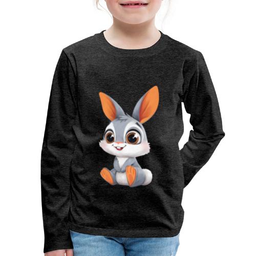 Multicolor Baby Rabbit Cartoon Sitting - Kids' Premium Long Sleeve T-Shirt