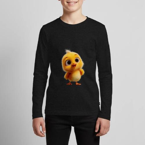 Cute Cartoon Yellow Chick with Big Sparkling Eyes - Kids' Premium Long Sleeve T-Shirt