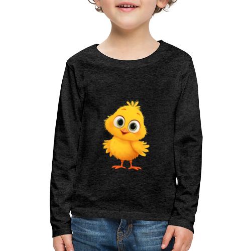 Sweet Yellow Cartoon Chick with Joyful Smile - Kids' Premium Long Sleeve T-Shirt