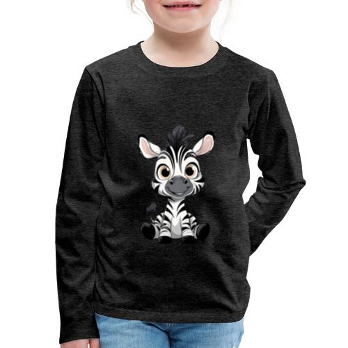 Adorable Cartoon Baby Zebra with Innocent Eyes - Kids' Premium Long Sleeve T-Shirt