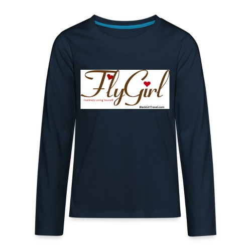 FlyGirlTextGray jpg - Kids' Premium Long Sleeve T-Shirt
