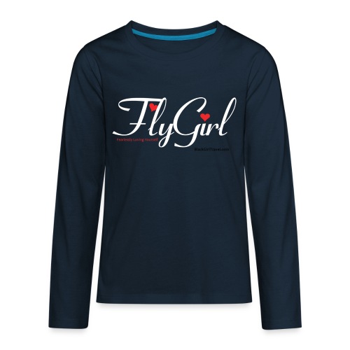 FlyGirlTextWhite W Black png - Kids' Premium Long Sleeve T-Shirt