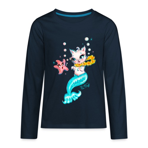 Mermaid Cat with Starfish - Kids' Premium Long Sleeve T-Shirt