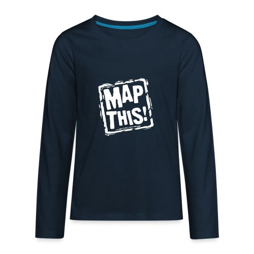 MapThis! White Stamp Logo - Kids' Premium Long Sleeve T-Shirt