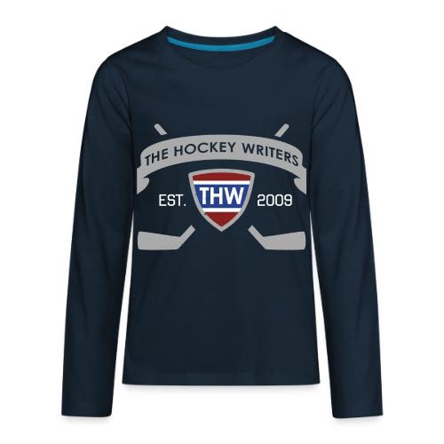 The Hockey Writers Est. 2009 Banner Logo - grey - Kids' Premium Long Sleeve T-Shirt