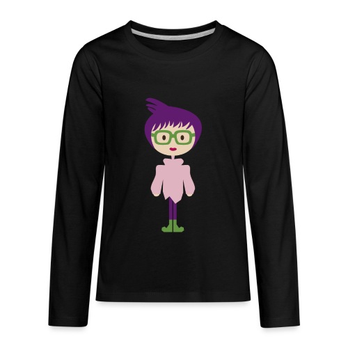 Colorful Mod Girl and Her Green Eyeglasses - Kids' Premium Long Sleeve T-Shirt