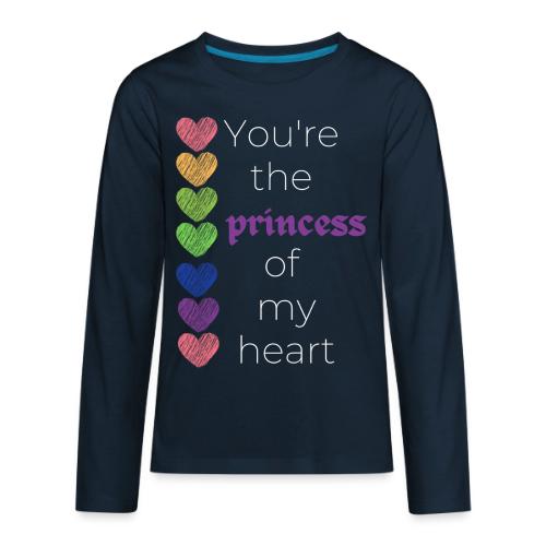 Princess of My Heart (white text) - Kids' Premium Long Sleeve T-Shirt