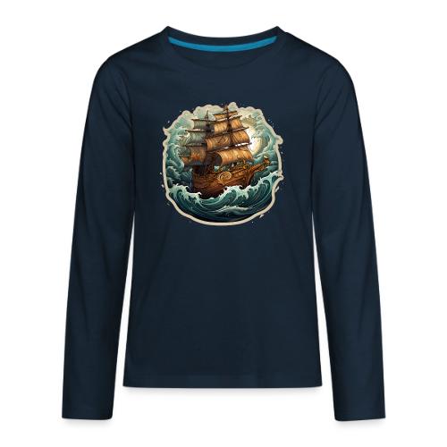 The journey of the Vikings on a stormy ocean - Kids' Premium Long Sleeve T-Shirt