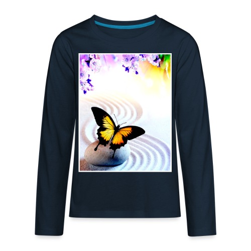 Monarch Butterfly Artistic Flowered Print - Kids' Premium Long Sleeve T-Shirt