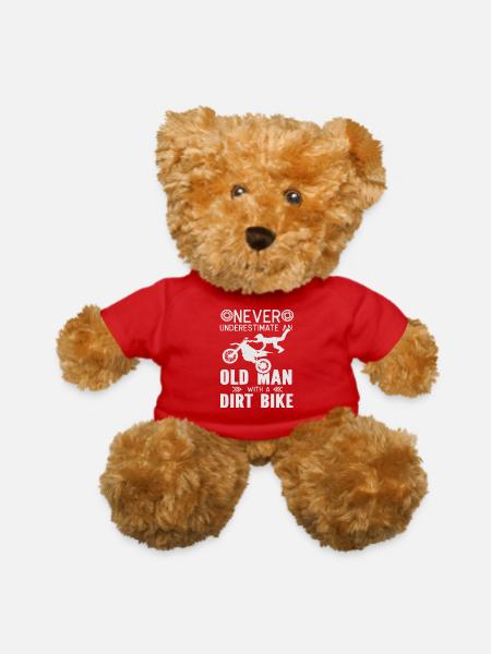 Never Underestimate an old Man with a Dirt Bike - Teddy Bear - red