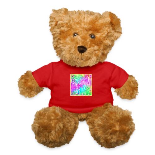 Leafy Neon Delight Vivid Pattern - Teddy Bear