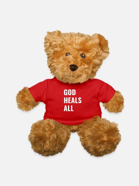 Healing Grace Apparel: God Heals All - Teddy Bear - red - Front