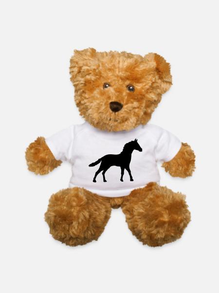 Horse silhouette outline shadow - Teddy Bear - white - Front