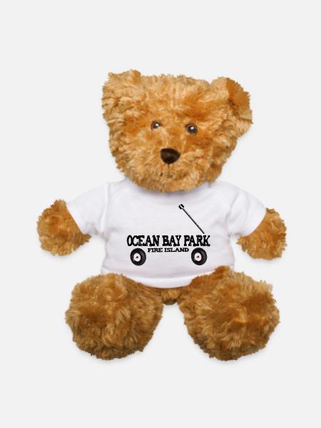 Ocean Bay Park Fire Island red wagon summer vaca - Teddy Bear - white - Front