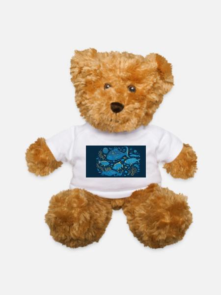 Aqua Coral Ocean Parade - Teddy Bear - white - Front