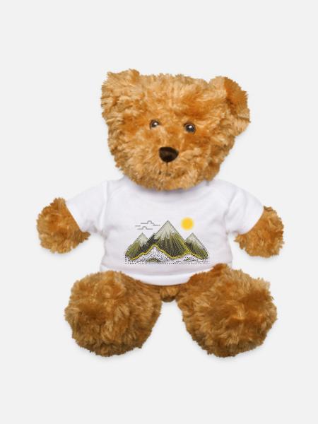 Mountain Landscape Dot Art - Teddy Bear - white - Front