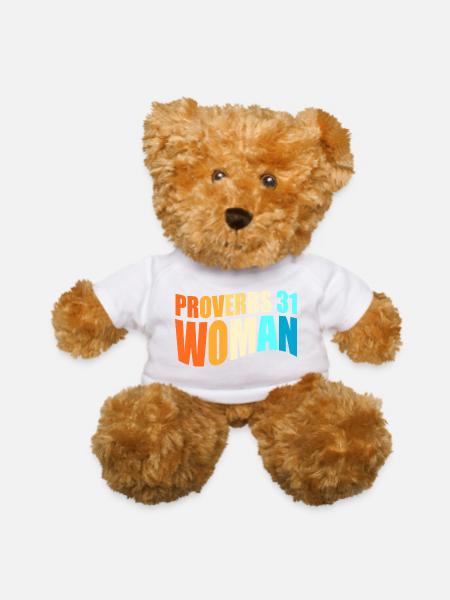 Proverbs 31 Religious Bible Verse - Teddy Bear - white - Front