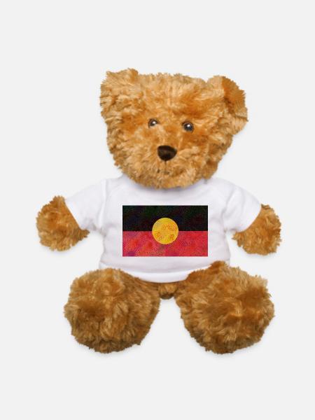 Aboriginal Australia dot painting - Teddy Bear - white - Front