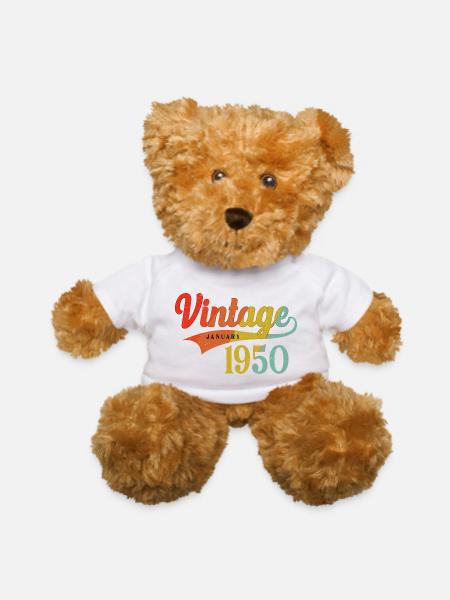 January 1950 Birthday Vintage January 1950 Awesome - Teddy Bear - white - Front