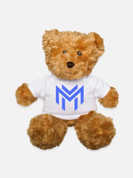 Blue Geometric M Emblem - Teddy Bear - white