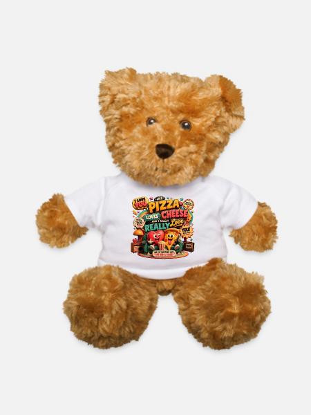 Funny Pizza Love  - Teddy Bear - white - Front
