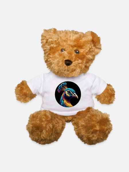 Peacock head colorful - Teddy Bear - white - Front