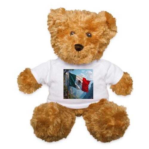 Mexican Flag in Mountain Nature Landscape - Teddy Bear