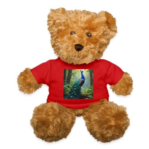 Majestic Peacock in Enchanted Forest - Teddy Bear