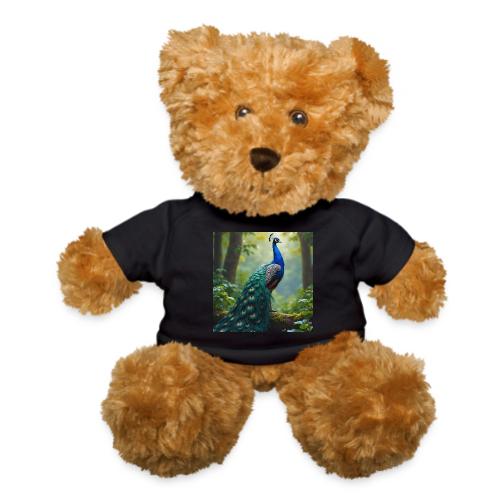 Majestic Peacock in Enchanted Forest - Teddy Bear