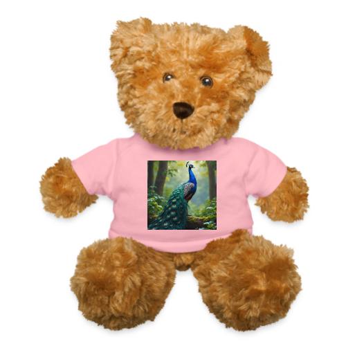 Majestic Peacock in Enchanted Forest - Teddy Bear