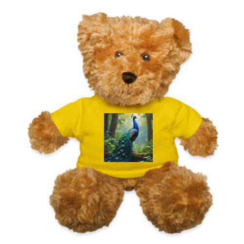 Majestic Peacock in Enchanted Forest - Teddy Bear